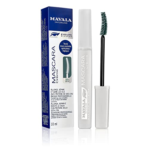 Mavala – Máscara de efecto alargador crema – Maquillaje para el cuidado de las pestañas con proteínas de seda – Separado y vaina – Probado bajo control Oftalmológico – 04 verde irrisado – 10 ml