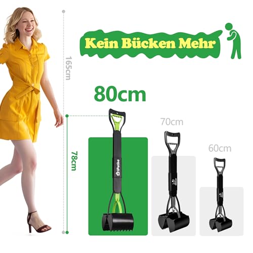 IPETBA 80 cm Großer Hundekotschaufeln Langer Griff Hundekotsammler Kein Bücken Nötig für Hunde und Katzen Faltbare Pooper Scooter für Wiese Erdboden Sandboden Kiesweg