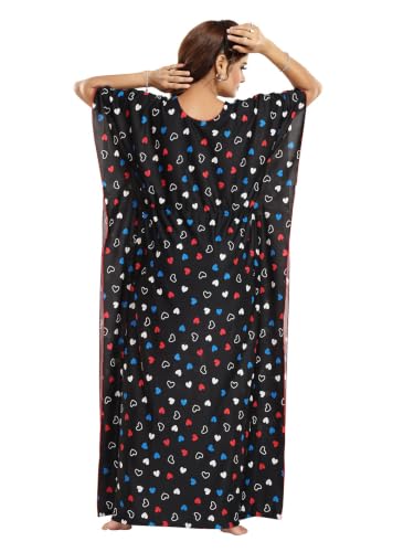Image of Kaftan Printed Cotton Maxi Dress /Nighty /Nightdress for Ladies /Girls /Women | Free Size