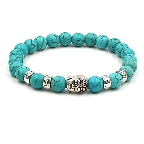 Bracelet Bouddha pierre naturelle 19cm perle 8mm homme femme