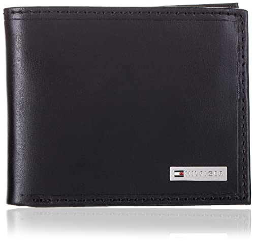Tommy Hilfiger Men's Leather Passcase Wallet, Black, One Size #TOP4