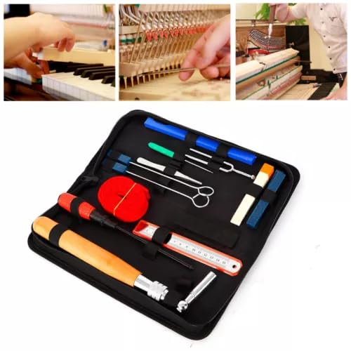 Juego de llaves de afinación de piano, accesorios y funda, 14 piezas, herramientas de sintonizador de piano, con diapasón de 440 Hz, para afinadores de piano, propietarios de piano, entusiastas de la