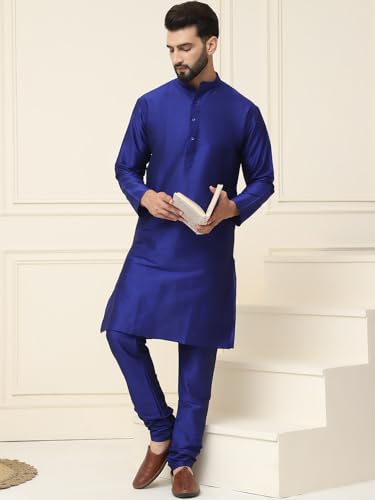 Image of SOJANYA Men's Dupion Silk Solid (Since 1958 Kurta Set & Churidaar Pyjama