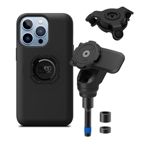 Image of Quad Lock Handlebar Clamp PRO Motorcycle Phone Mount with Vibration Dampener and MAG Phone Case for iPhone 13 Pro Max
