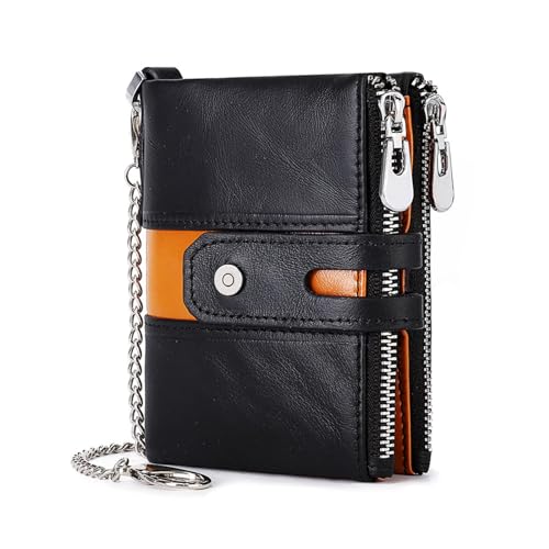 Image of boshiho Genuine Leather Bifold Chain Wallet for Men RFID Blocking