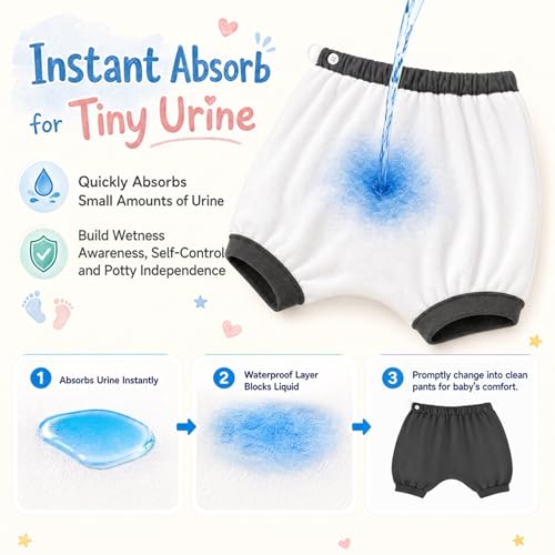 Image of MOEMOE BABY Bedwetting Diaper Pants Absorbent Potty Training Shorts 2 Pack | Reusable & Breathable for Small Accidents,2T-10Y