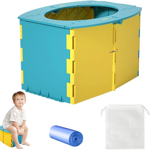 Faltbares Töpfchen Kinder,Töpfchen für Unterwegs,Baby Kindertoilette,Faltbar Toiletteneimer Reisetoilette,Tragbare Kindertoilette,mit Aufbewahrungstasche,Geeignet für Innen- und Außenbereich