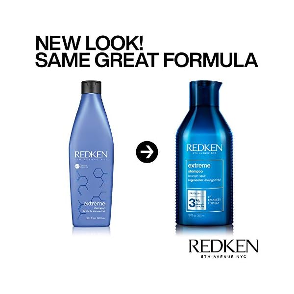 Redken Extreme Shampoo | Prevents Hair Breakage & Repair for Damaged Hair | Strengthen and Fortify | Infused With Proteins | For Weak, Brittle Hair | 10.1 Fl Oz