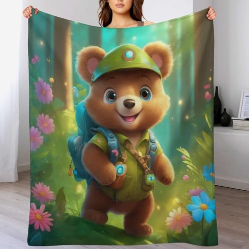 Couverture polaire ours en flannel 100x130cm plaid lit et canapé - 2