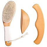 Körperbürsten-Set aus Rosshaar zum Trockenbürsten für die Lymphdrainage – Trockenbürste + Körpermassage-Werkzeuge aus Holz. Gua Sha-Stick, Maderotherapie-Set, Anti-Cellulite und Körperentgiftung.