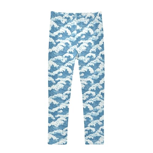 Girls Leggings Sea Waves Spray Toddler Girls Clothes Toddler Comfortable Bottoms Girl Leggings 3T-10Y