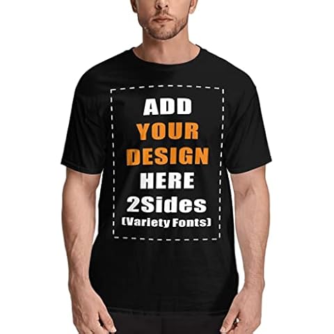 Custom T Shirt Design Your Own 2 Sides Front and Back Tee Men/Women Printed Text Message Letter Word Shirts Black L Cover