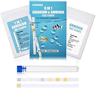 8 in 1 Ammonia Test Kit for Aquarium, Aquarium Test Strips, Fish Tank Test Strips, Aquarium Ammonia Test Strips for Aquarium 100 Counts for Freshwater Saltwater, Testing Ammonia and 7 More !