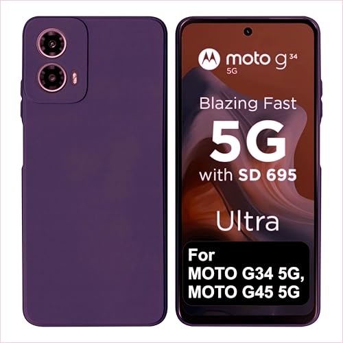 Image of SBMS Silicone Back Cover Case for Motorola Moto G34 5G / Moto G45 5G | Soft Micro-Fibre Lining Inside | Camera Protection Bump | Shockproof Back Cover Case for Moto G34 /G45 5G (Purple)