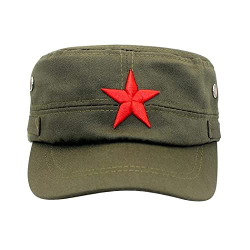 Pineeseatile Casquette de l'armée, Casquette de Baseball Rouge étoile armée Vintage Hommes Plate Top Cool Chapeau brodé Rouge à Cinq Points d'étoile à...