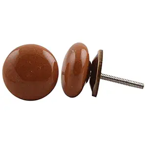 IndianShelf 4 Pieces Brown Flat Solid Ceramic Drawer Knobs for Kitchen Cabinet Hardware Decorative Door Pulls Dresser Premium Elegant