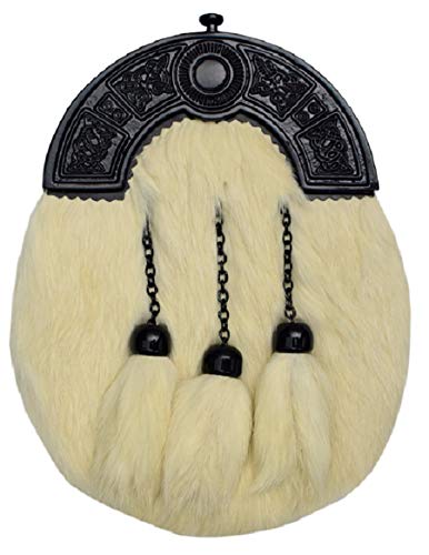 Kilt Sporran Completo Negro Pieza Celta/Escocés Bolso Tipo Sporran