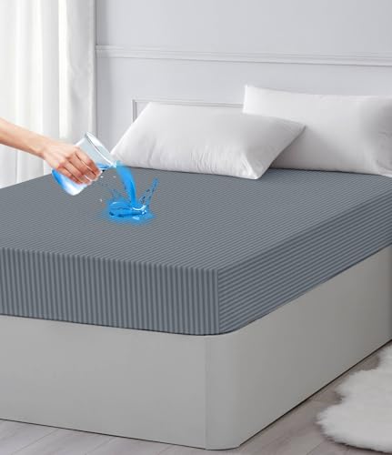 Image of BSB HOME Premium Cotton Water-Resistant Mattress Protector with All Round Elastic Fitted- Breathable, Noiseless, Bed Cover, Hypoallergenic & Washable - (78 x 72 + 10 Inches, Color- Grey)