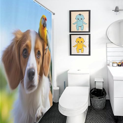 Rideau de douche chien mignon 152x183 cm imperméable pour baignoire - 3