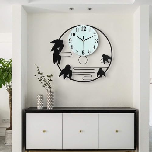 Image of Stylish Metal Wall Clock for Living Room, Bedroom, Office, Kitchen, Home and Hall | Antique Fancy Big Size Modern Wall Watch for Home Decor (Style-44, 40 CM)