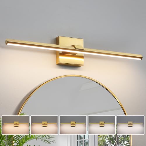 CCYCOL Gold Bathroom Light Fixtures Over Mirror 24 Inch 5CCT