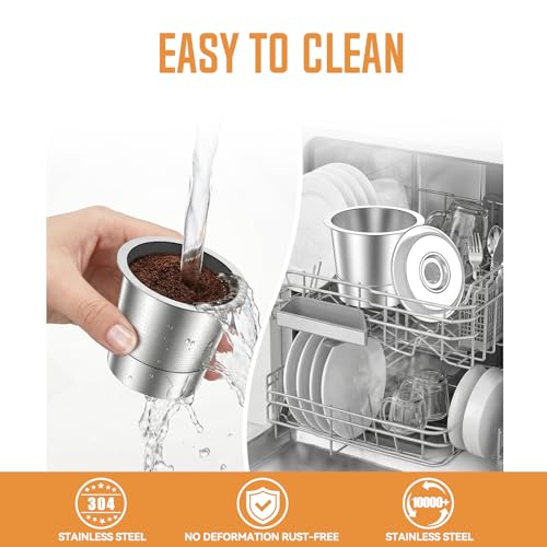 Image of VIVI SKY Reusable K Cups for Ninja: Stainless Steel Coffee Pods Fits 1-Hole Ninja Coffee Makers CFP101 & PB051 /PB051ST - Also Fits Keurig 1.0 Not K 2.0 /Rich Brew No-Grit /No-Plastic /Washer Safe(2 Pack)