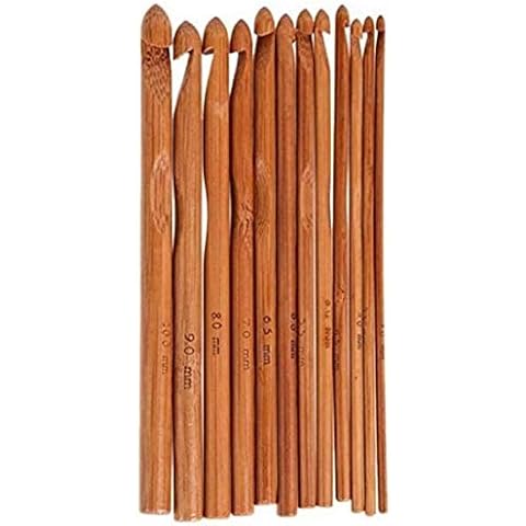 12Pcs Bamboo Crochet Hooks Set, 3mm to 10mm Diameters, Knitting Needles Knit Craft Set, DIY Wooden Knitting Needle Kit Cover