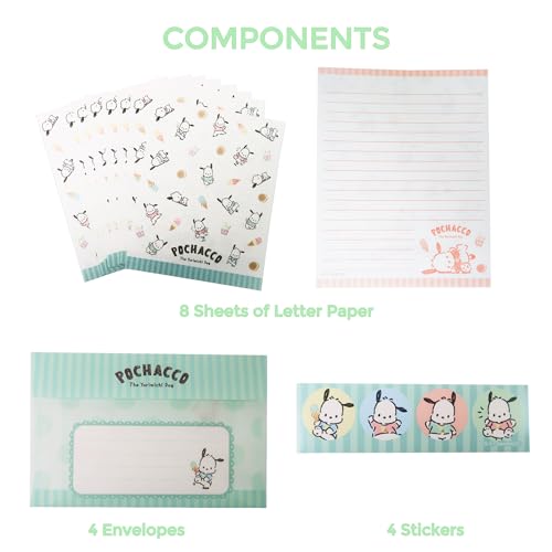 Image of Stationery Paper and Envelopes Letter Set - Cute Stationery for Writing Paper Letters, Includes: 4 Envelopes, 8 Letter Papers, & 4 Stickers (Pocahco-Dog)
