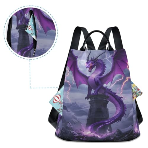 Image of ALAZA Purple Dragon Lightning Trips Hiking Camping Rucksack Pack for Women