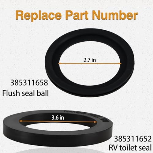 Image of RV Toilet Flush Ball Seal and Base Seal Kit with Mounting Hardware Compatible with Dometic 300 310 320, RV Toilet Seal with Bolts Replace# 385311658 385311652