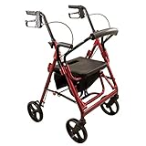 Carex Transport Chair Rollator Walker - Dual Function Walker For Seniors - 4 Wheel Walker With Wheels - Burgundy