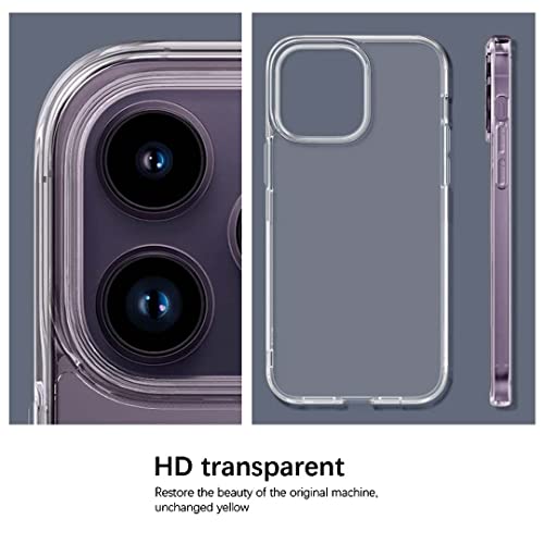 Image of WOW IMAGINE Crystal Clear Transparent Back Case Cover Compatible Apple iPhone 14 Pro| Full Device & Camera Protection Shockproof TPU Silicone Back Cover Case - Transparent