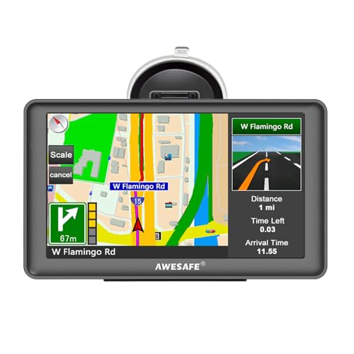GPS Navigator for Car 7 inch Touch Screen Voice Prompts Turn Direction Speed Limit Warning Free Update Map