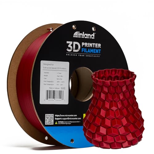 Inland PLA Filament 1.75mm Dark Red 1KG, 3D Printer Filament Dimensional Accuracy...