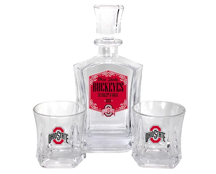 Ohio State Buckeyes Decanter Set with Two Rocks Glasses 25oz