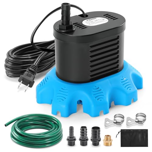 FIDISP Pool Cover Pump, 850 GPH Water Pump for Pool Draining With 4 Hose Adapters, 23 FT Drain Hose, 25 FT Power Cord, Pool Cover Pumps Above Ground for Drainage of Pool Covers, Ponds and Tubs(Blue)