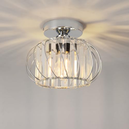 【Supporto Per Lampadine E27】Plafoniera argento da soffitto è compatibile con diversi tipi di lampadine E27, come lampadine Edison, lampadine LED, lampadine a risparmio energetico, ecc. Puoi anche scegliere tra lampadine dimmabili o lampadine intelligenti per ottenere illuminazione in diverse atmosfere, con il design unico della lampada soffitto cristallo che aggiunge personalità alla tua stanza, illuminando le scene della tua vita e dandoti un'atmosfera di vita confortevole.