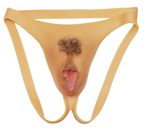 CTKOLYS Crossdresser Tanga Panty Camel Toe versteckt Gaff Shaping Brief für Transgender Transvestit CD,Color1 Has Hair,One Size