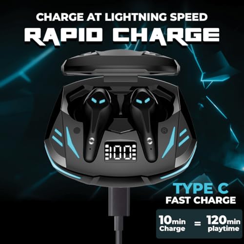 Image of HOPPUP Predator Xo3 Gaming Earbuds with 35MS Low Latency, 13MM Drivers & 50H Playtime Bluetooth (Black, True Wireless)