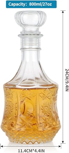 Image of European Style Glass Decanter Storage Container for Liquor, Whisky, Vodka, Scotch, Wine, Rum, Brandy, Champagne, Tequila, Juice (FLOWER800)