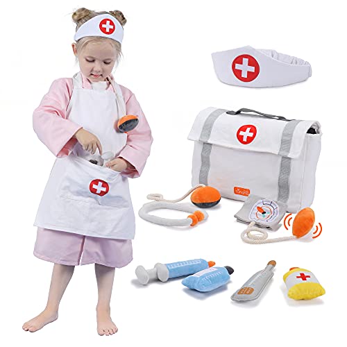TUMAMA Doctor Kit for Kids with Carry Medicine Bag,Pretend Play Toddler Dress up Toys for 3 4 5 6 Year Old Girls Birthday, Washable