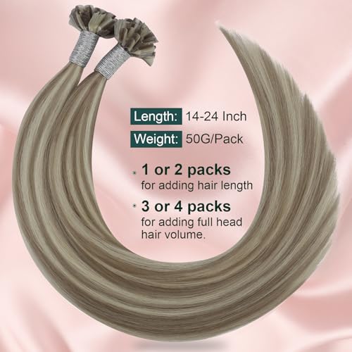 Image of Easyouth U Tip Hair Extensions Highlight Brown, Hot Fusion Keratin