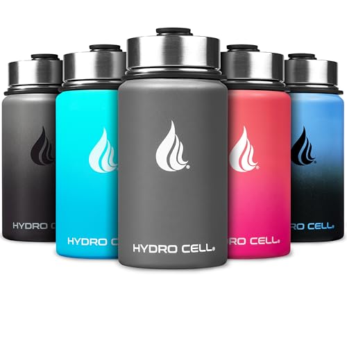 Image of HYDRO CELL Stainless Steel Insulated Water Bottle with Straw - For Cold & Hot Drinks - Metal Vacuum Flask with Screw Cap and Modern Leakproof Sport Thermos for Adults (Graphite 14oz)