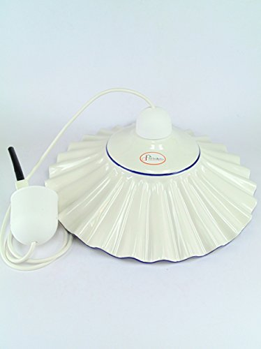 Preisvergleich Produktbild fd-bolletta arredamento e illuminazione Kronleuchter Kunststoff,Deckenleuchter Lampenschirm Keramik l1065 Maße:Höhe 125cm, Ø Lampenschirm 38cm, Die Maße sind mit Lampenschirm