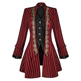 Teyujosem Women's Medieval Pirate Jacket Embroidery Renaissance Gothic Steampunk Coat(Z2895RD,L)