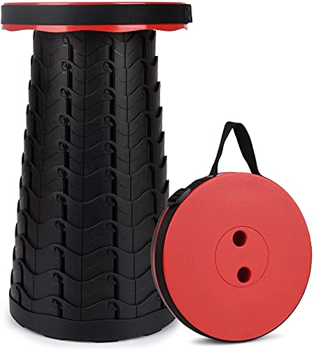 Tabouret de Camping Pliable, Tabouret Pliant Réglable, Tabouret Rétractable Portable pour Camping/Extérieur/Pêche/Barbecue,Red-1 pièce Cover