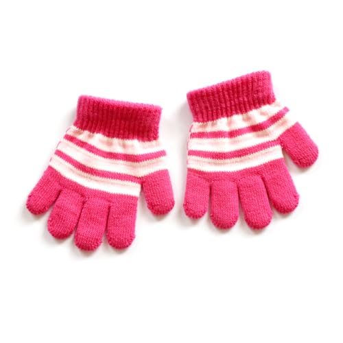 Toddler Full Finger Gloves Stripe Gloves Knitted Mittens Winter Autumn Gloves Cycling Gloves For Baby Girl Boy