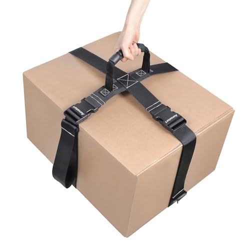 Aurosturt Box Carrying Strap with Handle 74.8 Inch Adjustable Straps for Battery Box Handheld Belt Carry Straps for Safely Moving and Lifting Heavy Boxes (Black, 74.8 Inch)