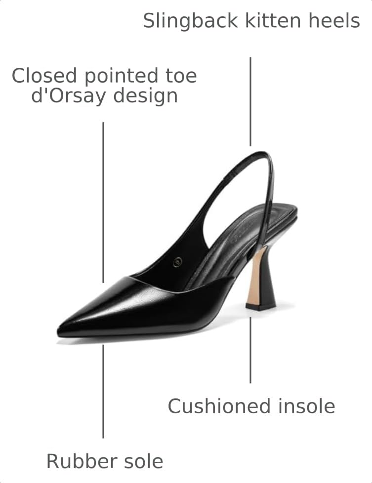 Image of Coutgo Womens Slingback Stiletto High Heels Closed Pointed Toe Pumps D'Orsay Sexy Office Dress Shoes