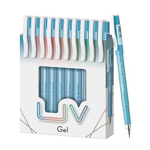 Image of Hauser UV Gel Pen Wallet Pack | Ensures Smoothness & Durability | Waterproof Ink for Smooth & Smudge Free Writing | Blue Ink, Pack of 10 Pens